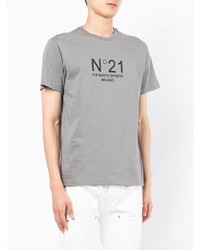 graues bedrucktes T-Shirt mit einem Rundhalsausschnitt von N°21