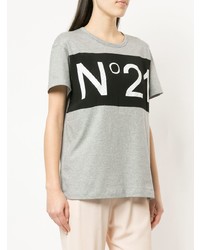 graues bedrucktes T-Shirt mit einem Rundhalsausschnitt von N°21