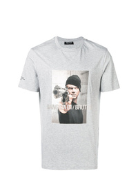 graues bedrucktes T-Shirt mit einem Rundhalsausschnitt von Neil Barrett