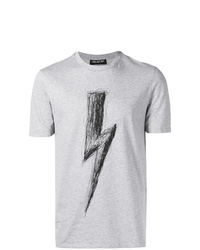 graues bedrucktes T-Shirt mit einem Rundhalsausschnitt von Neil Barrett