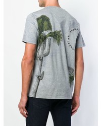 graues bedrucktes T-Shirt mit einem Rundhalsausschnitt von Etro