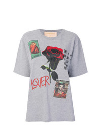 graues bedrucktes T-Shirt mit einem Rundhalsausschnitt von Night Market
