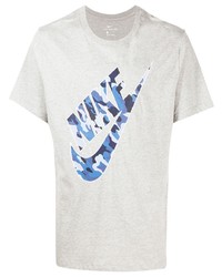 graues bedrucktes T-Shirt mit einem Rundhalsausschnitt von Nike