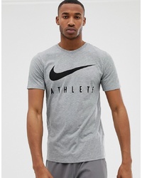 graues bedrucktes T-Shirt mit einem Rundhalsausschnitt von Nike Training