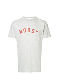 graues bedrucktes T-Shirt mit einem Rundhalsausschnitt von Norse Projects