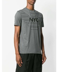 graues bedrucktes T-Shirt mit einem Rundhalsausschnitt von Emporio Armani