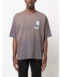 graues bedrucktes T-Shirt mit einem Rundhalsausschnitt von Rhude