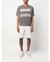 graues bedrucktes T-Shirt mit einem Rundhalsausschnitt von Rhude