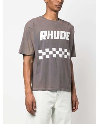 graues bedrucktes T-Shirt mit einem Rundhalsausschnitt von Rhude