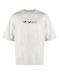 graues bedrucktes T-Shirt mit einem Rundhalsausschnitt von Off-White