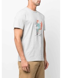 graues bedrucktes T-Shirt mit einem Rundhalsausschnitt von MAISON KITSUNÉ