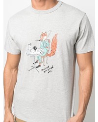 graues bedrucktes T-Shirt mit einem Rundhalsausschnitt von MAISON KITSUNÉ