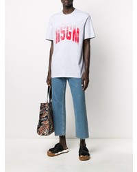 graues bedrucktes T-Shirt mit einem Rundhalsausschnitt von MSGM