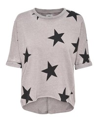 graues bedrucktes T-Shirt mit einem Rundhalsausschnitt von Only