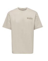 graues bedrucktes T-Shirt mit einem Rundhalsausschnitt von ONLY & SONS