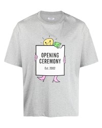 graues bedrucktes T-Shirt mit einem Rundhalsausschnitt von Opening Ceremony