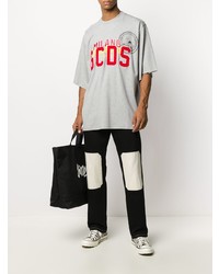 graues bedrucktes T-Shirt mit einem Rundhalsausschnitt von Gcds