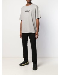 graues bedrucktes T-Shirt mit einem Rundhalsausschnitt von Unravel Project