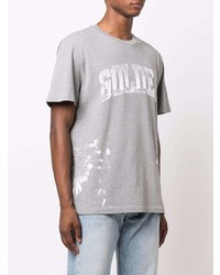 graues bedrucktes T-Shirt mit einem Rundhalsausschnitt von Golden Goose