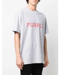 graues bedrucktes T-Shirt mit einem Rundhalsausschnitt von purple brand