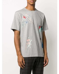 graues bedrucktes T-Shirt mit einem Rundhalsausschnitt von Paul Smith