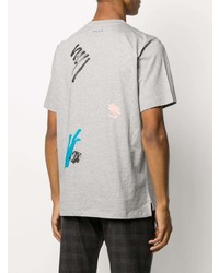 graues bedrucktes T-Shirt mit einem Rundhalsausschnitt von Paul Smith