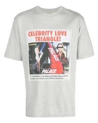 graues bedrucktes T-Shirt mit einem Rundhalsausschnitt von Palace