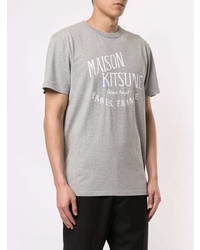 graues bedrucktes T-Shirt mit einem Rundhalsausschnitt von MAISON KITSUNÉ