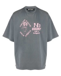 graues bedrucktes T-Shirt mit einem Rundhalsausschnitt von Palm Angels