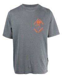 graues bedrucktes T-Shirt mit einem Rundhalsausschnitt von Palm Angels