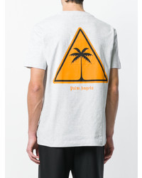 graues bedrucktes T-Shirt mit einem Rundhalsausschnitt von Palm Angels