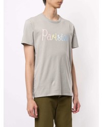 graues bedrucktes T-Shirt mit einem Rundhalsausschnitt von MAISON KITSUNÉ