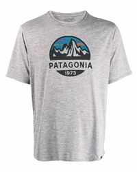 graues bedrucktes T-Shirt mit einem Rundhalsausschnitt von Patagonia