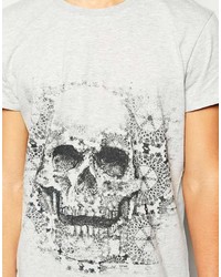 graues bedrucktes T-Shirt mit einem Rundhalsausschnitt von Rock & Religion