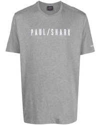 graues bedrucktes T-Shirt mit einem Rundhalsausschnitt von Paul & Shark