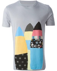 graues bedrucktes T-Shirt mit einem Rundhalsausschnitt von Paul Smith