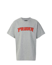 graues bedrucktes T-Shirt mit einem Rundhalsausschnitt von Paura