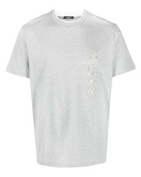 graues bedrucktes T-Shirt mit einem Rundhalsausschnitt von Peserico