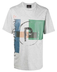 graues bedrucktes T-Shirt mit einem Rundhalsausschnitt von Peuterey