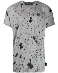 graues bedrucktes T-Shirt mit einem Rundhalsausschnitt von Philipp Plein