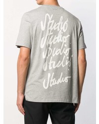 graues bedrucktes T-Shirt mit einem Rundhalsausschnitt von Paul Smith