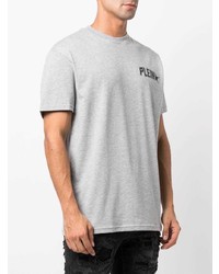 graues bedrucktes T-Shirt mit einem Rundhalsausschnitt von Philipp Plein