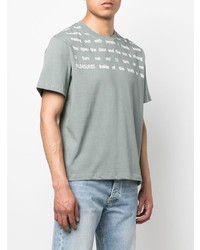 graues bedrucktes T-Shirt mit einem Rundhalsausschnitt von Pleasures