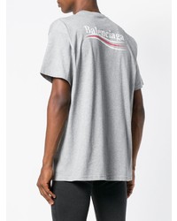 graues bedrucktes T-Shirt mit einem Rundhalsausschnitt von Balenciaga