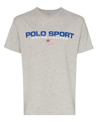 graues bedrucktes T-Shirt mit einem Rundhalsausschnitt von Polo Ralph Lauren