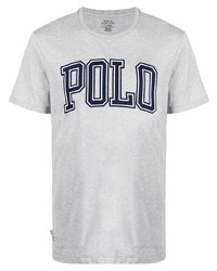 graues bedrucktes T-Shirt mit einem Rundhalsausschnitt von Polo Ralph Lauren