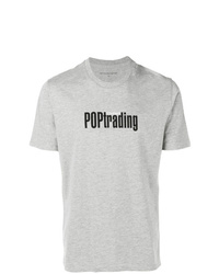graues bedrucktes T-Shirt mit einem Rundhalsausschnitt von Pop Trading Company