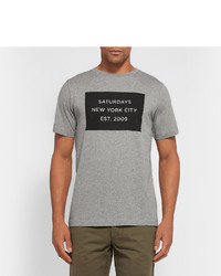 graues bedrucktes T-Shirt mit einem Rundhalsausschnitt von Saturdays Surf NYC