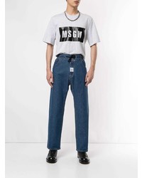 graues bedrucktes T-Shirt mit einem Rundhalsausschnitt von MSGM