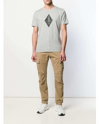 graues bedrucktes T-Shirt mit einem Rundhalsausschnitt von CP Company